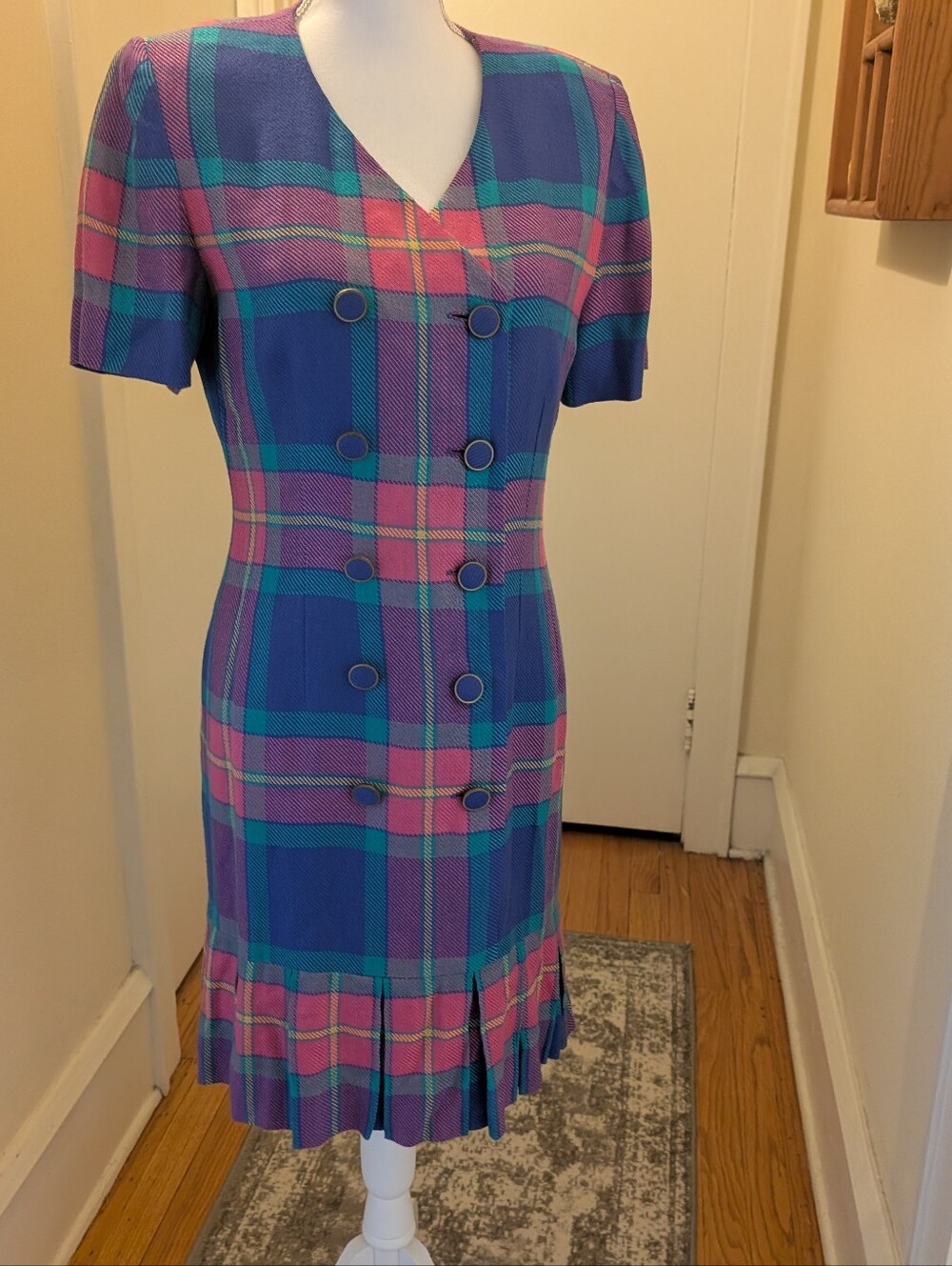 Vintage Liz Claiborne Vibrant Plaid Dress Size 8